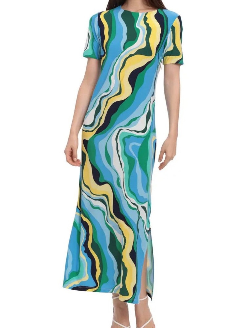 Donna Morgan Riviera Swirl Print Maxi Dress 14 Pockets